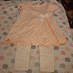 Tahari Peach and Gold Polka Dot Kids Matching Set